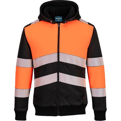 Kapuzensweatshirt Dhiver Zippé Pw3 Klasse 1 – XXL – Orange/Schwarz – Portwest