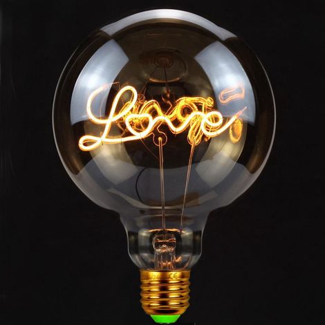 Lampe à ampoule Edison, lampe de table G125, lampe à filament LED, lampe à modeler LOVE (1/5)