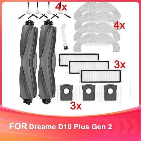 Filtre pour aspirateur brosse pour aspirateur Filtre de brosse pour aspirateur filtre de Accessoires D10 Plus Gen 2 Robot Aspirateur Spare – Roller Brosse Cloth Side Brosse Filtres Dust Bags (1/5)