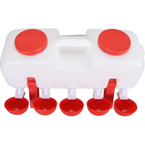 Abreuvoir pour volailles de grande capacité (10 L), remplissage par le haut, avec 10 coupelles, semi-automatique, pour canards et oies. (1/5)