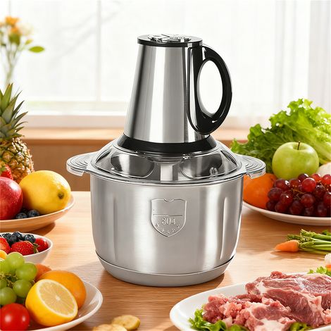 Hachoir à viande électrique de 5 litres, 500W, réglable à 3 vitesses, acier inoxydable pour légumes, fruits, viande et noix (1/5)
