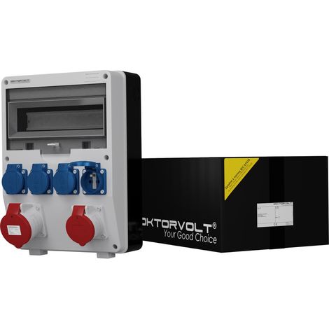 Tableau électrique de chantier TD 32 A 16 A 4 x 230 V, prises Mennekes, Doktorvolt DV-6855-F (1/5)