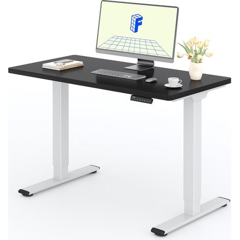FlexiSpot Bureau Assis Debout Une Pièce 2 Mot 120×60. Blanc+Noir