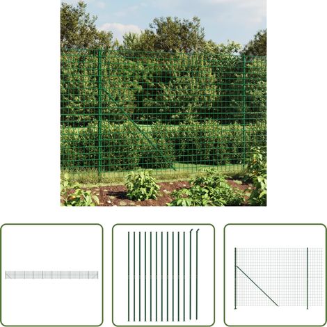Clôture en treillis - Clôture en treillis métallique avec bride vert 2x25 m (1/5)