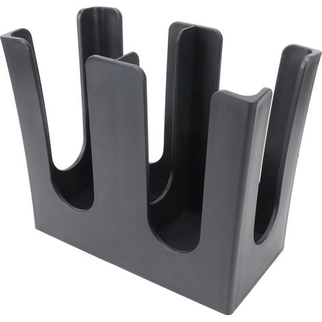 Porte-gobelets et couvercles en plastique noir droit à 2 compartiments pour gobelets jetables (idéal pour les salons de thé). (1/5)