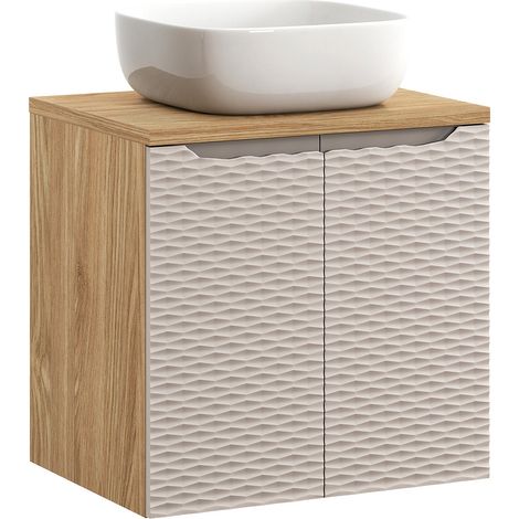 Waschtisch 60cm, Eiche mit beige, OLUO-56-BEIGE (1/5)