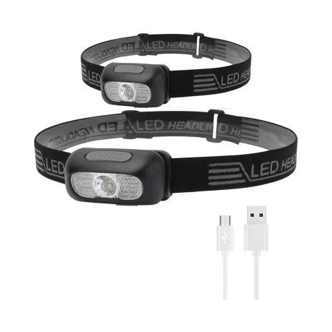 MINKUROW 2 Stück Stirnlampe mit 5 Dimmstufen, ultrahelle wiederaufladbare LED-Stirnlampe, IPX5 wasserdicht, Gestensensor, einstellbare USB-Stirnlampe zum Laufen, Joggen, Angeln, Camping, Jagen (1/5)