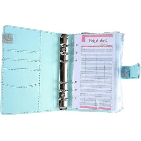 Classeur à anneaux A6 en PU avec pochette transparente pour cartes et fermeture magnétique, pour organiser son budget et ses finances. (1/5)
