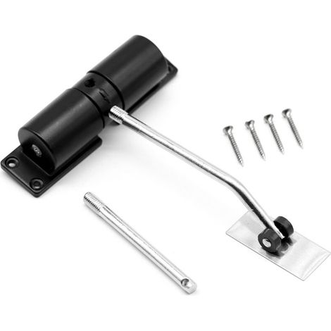 Automatic Door Closer - Spring Closer - Adjustable Aluminum Alloy - Self Closing - For Residential and Commercial Use - Black