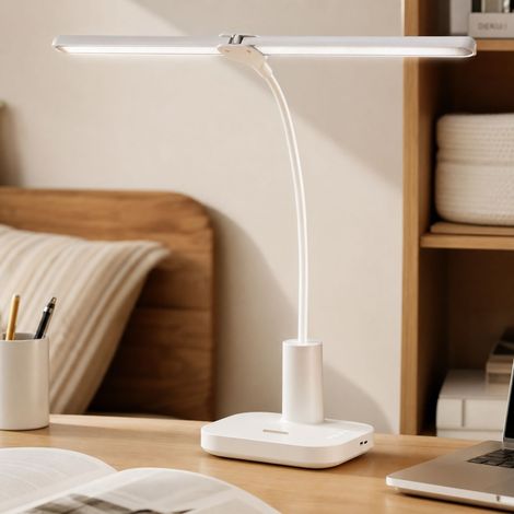 Lampe de bureau LED rechargeable USB, protection oculaire AAA, lumière douce anti-éblouissement, réglage intensité et température couleur (1/4)