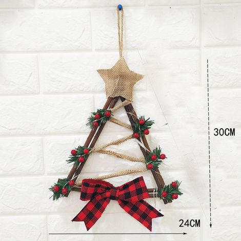 Couronne de Noël Décor Lumières LED Guirlande Pendentif Rotin (1/4)