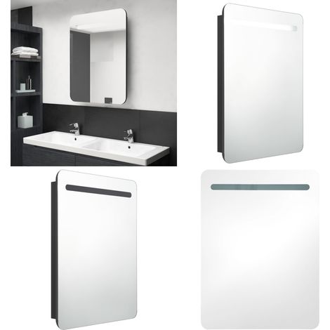 LED-Bad-Spiegelschrank Schwarz 60x11x80 cm - LED-Spiegelschrank - Badezimmerspiegel - Kosmetikspiegel - Wandregal - Aufbewahrungsschrank - Home & Living (1/5)