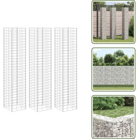 Lits surélevés en gabion 3 pcs 30x30x200 cm Fer - Lit Surélevé - Gabion - Jardin - Décoration Extérieur - Mur Végétal
