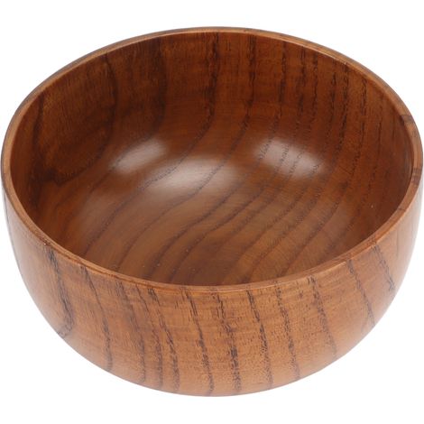 Bol à soupe en bois à la texture unique, bol rond en bois lisse et raffiné, idéal pour les salades de nouilles de riz et les fruits.