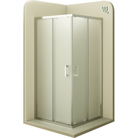 Mampara de Ducha Diana 70x100x180cm -REVERSIBLE- Puertas correderas, Ajuste 67,5-69,5x97,5-99,5cm - Perfiles Cromados, Cristal satinado 6mm