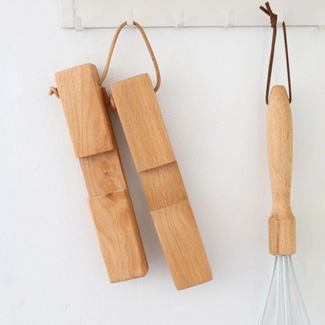 Tapis de cuisine en bois massif avec barre transversale pliable (1/3)
