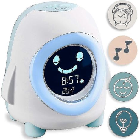 Ce réveil pour enfants est doté d'une fonction d'apprentissage du sommeil, d'une veilleuse LED, de musique et d'un affichage de la température, et convient aux chambres d'enfants. (1/5)