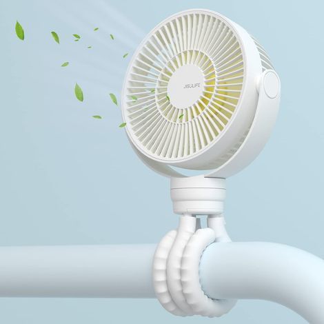 Ventilatore per passeggino, 【4000mAh】Ventilatore flessibile con treppiede e 4 velocità, ventilatore da tavolo portatile, rotazione a 720° per passeggini e culle (1/5)