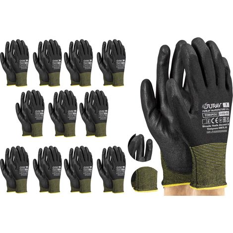 Guantes de trabajo negros J-TIMIPOLIBB7-S - 12 pares