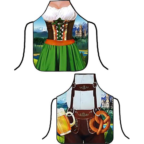 Tablier de cuisine 2 pièces, tablier de barbecue amusant, tablier de cuisine réglable, tablier Oktoberfest, tablier de peinture, tablier de jardinage, art céramique (1/5)