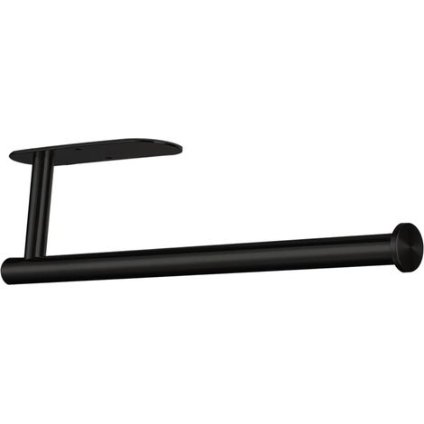 1 Porte-essuie-tout,Acier inoxydable,Noir,Adhésif ou à vis,Cuisine,Salle de bain