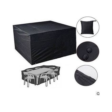 Housse Salon De Jardin Carré 242x162x100cm, Bâche De Protection pour Mobilier, Étanche Housses Meuble Exterieur, Housse anti-poussière pour table et chaise de jardin (1/2)