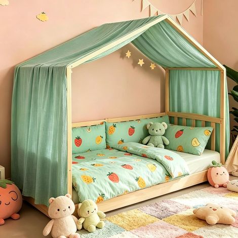 Baldachin 100% Coton pour Chambre d’Enfant Ciel de Lit pour Lit Cabane (1/5)