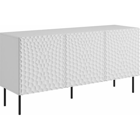 Aparador Charlotte 169, Blanco + Negro, 75x152cm, Número de puertas: 343cm, MDF, Aglomerado laminado