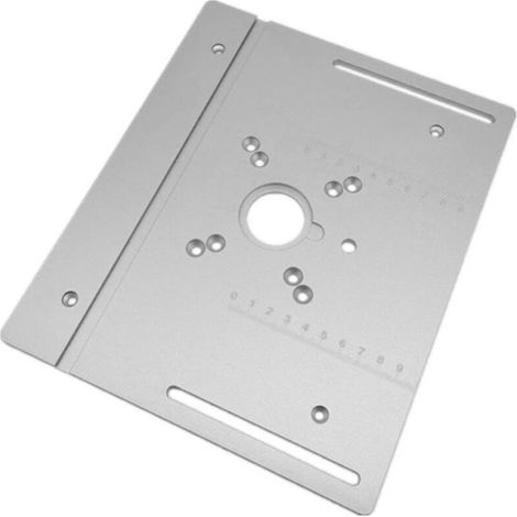 Plaque insertion table défonceuse alliage alu, pour fraisage bois rabotage découpe gravure, scie circulaire établi (1/5)
