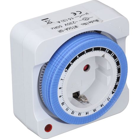 Prise de courant avec minuterie automatique, interrupteur à minuterie, éclairage, contrôleur mécanique 24 heures (1/5)