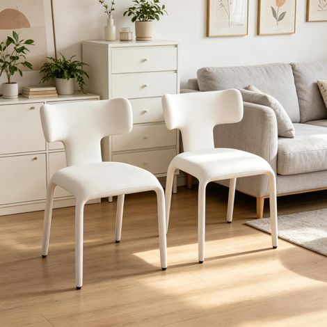 CHICFURN Pack de 2 sillas de comedor 53 x 53 x 78 cm, lino beige claro, respaldo curvo (1/5)