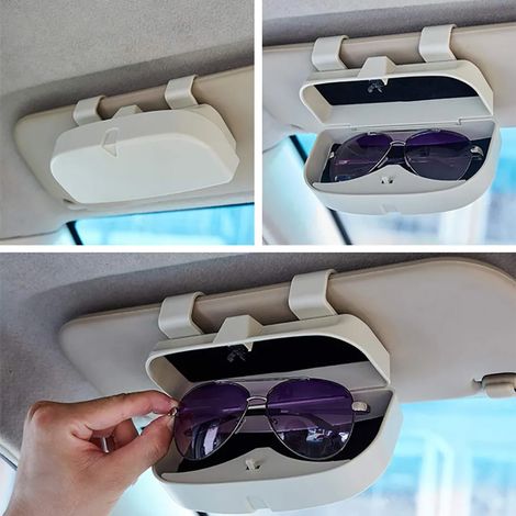 Support de Lunettes de Voiture Magnétique, Étui à Lunettes Universel pour Pare-soleil, Porte-Solaire de Rechange, Boîte à Lunettes Auto, Accessoire Véhicule (Gris) (1/5)