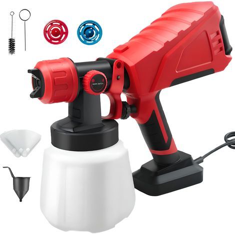Pulvérisateur électrique, pulvérisateur de peinture 600 W, pistolet pulvérisateur de peinture électrique avec récipient de 1000 ml, 2 buses en cuivre, 3 modèles, pistolet pulvérisateur sans fil pour (1/5)