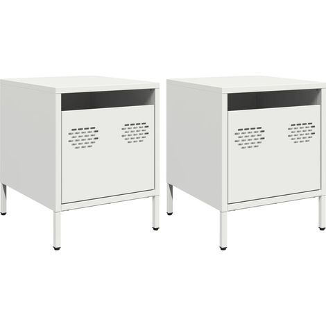 Maison Exclusive - Nachttische 2 Stk. Weiß 35x39x43,5 cm Stahl