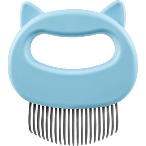 Peine para piojos de mascotas, peine para eliminar el pelo de perros, peine para orejas de gatos, artículos para mascotas 9 x 10 cm (azul) (1/4)