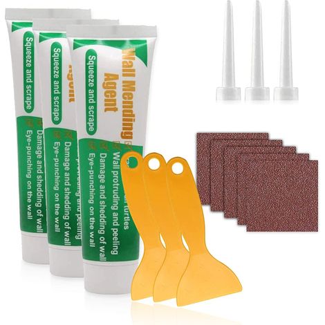Enduit de Rebouchage Élastique,Crème Réparatrice Murale,pour La Réparation des Fissures et des Mending Agent Repair Cream avec Grattoir et Buse Pointue pour Fissures Trous (300G) (1/5)