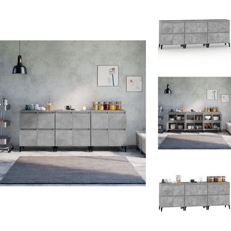 Sideboards 3 Stk. Betongrau 60x35x70 cm Holzwerkstoff - Sideboard - Wohnzimmermöbel - Holzmöbel - Regal - Aufbewahrungsraum (1/5)
