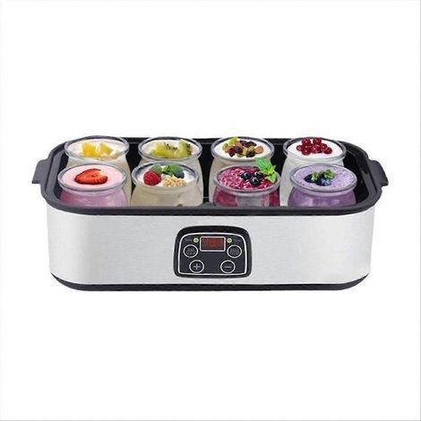 Automatischer Joghurtbereiter mit 8 Glasbehältern, elektrisches Gerät mit Temperatur- und Zeiteinstellungen, europäischer Stecker. (1/5)