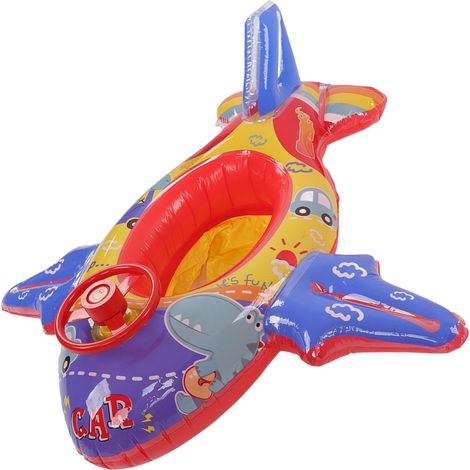 Bouée Gonflable Bateau Dirigeable avec Volant pour Enfants 1‑5 Ans - Radeau de Piscine Multifonction