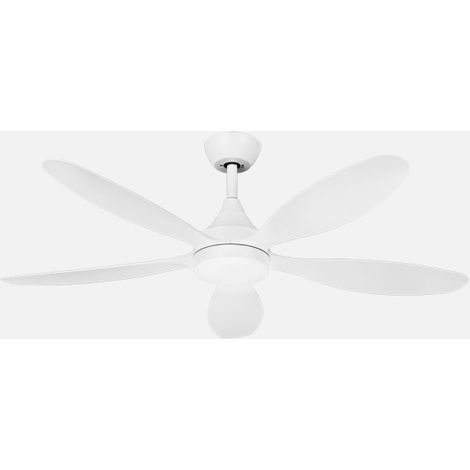 ABRILA - Ventilador DC Tobarra 18W  5 Aspas  6 Velocidades  LED Integrado  3 Temperaturas de Luz  Control Remoto  37/47x132x132 cm  Blanco