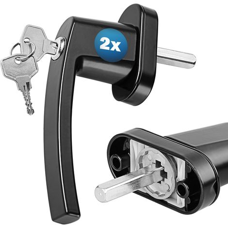 MONZANA® Fenstergriffe Abschließbar mit Schloss Kindersicherung Silber 35mm Stiftlänge 2 Schlüssel Fensterbeschlag Balkon Türgriff Einbruchschutz   2er Set