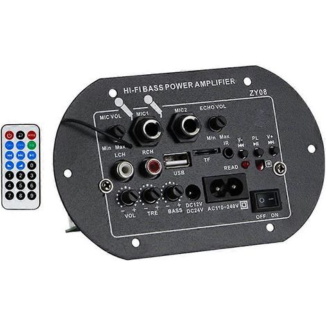 HiFi-Leistungsverstärkerplatine für Bass 12V/24V/220V mit USB-Player-Modul und zwei Mikrofonen für Audiophile (EU-Stecker). (1/5)