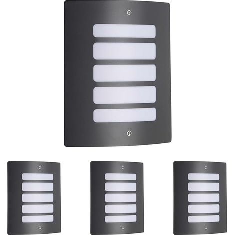 4er-Set Außenwandleuchten – Anthrazitfarbener Stahl – Opalglasdiffusor – Schutzart IP44 – Für Fassaden und Terrassen – Silber – 24 x 9 x 29 cm (1/5)