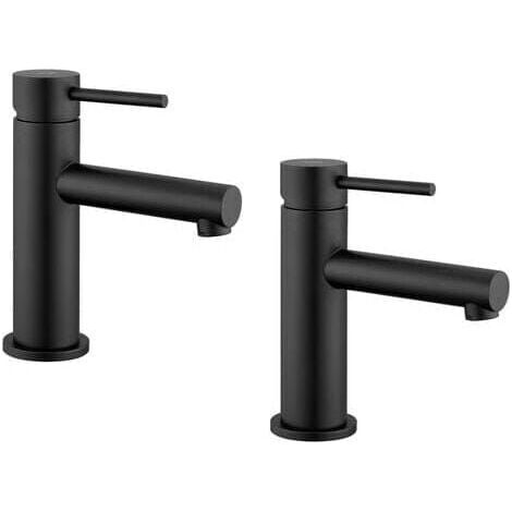 2X Cecipa Grifo de Lavabo Negro, Grifo para Fregadero, Mezclador para Fregadero, Agua Fría y Caliente, Altura 174mm (1/5)