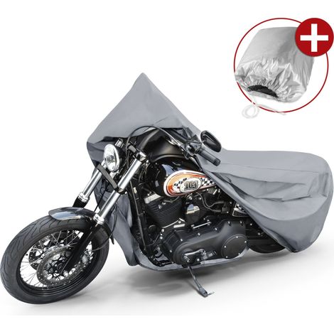 Premium Motorrad Abdeckplane L, Motorrad Abdeckplane aus robustem PVC, Motorrad-Garage wasserdicht - 250x100x130 cm grau