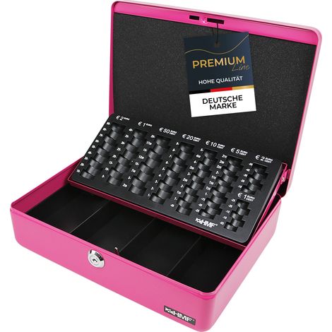HMF 10015-15 Geldkassette Euro-Münzzählbrett, Geldzählkassette, 30 x 24 x 9 cm, pink (1/5)