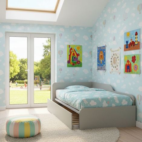 Divano letto piazza e mezza 120x190 con spalliera e secondo letto estraibile - Ecru cappuccino