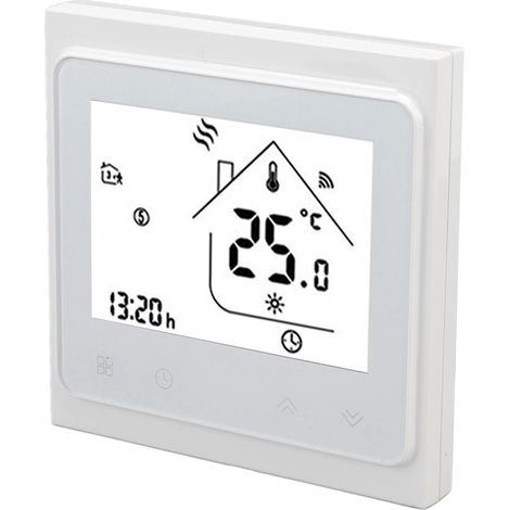 Intelligenter Thermostat mit WLAN-Programmierung, App-Steuerung und Sprachbefehlen zur Warmwasserbereitung, Temperaturregler mit LCD-Display, 95–240 V Netzanschluss, weiß (1/5)