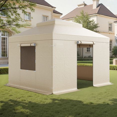 VEVOR Copertura Invernale per Gazebo, per Gazebo Rigidi da 3,10 x 4,41 m, Copertura a Due Livelli per Tutte le Stagioni con Pareti Laterali e Finestre in Rete, per Ripari Chiusi, Gazebo non Inclusi