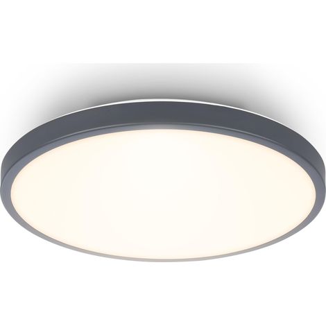 Plafonnier LED avec panneau décoratif, lumière blanche chaude, 10W, 1200lm, lustre salon, chambre, luminaire plafonnier, cuisine, 24 x 6 cm, anthracite (1/5)